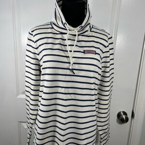 Womens Vineyard Vines Navy and White Striped Hoodie Size Medium CB-70
